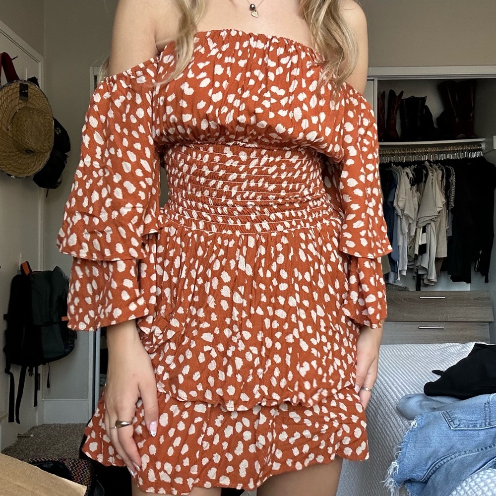 Polkadot off the shoulder dress